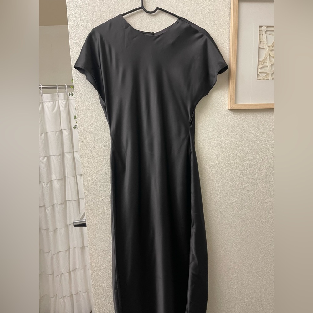 Zara Black Midi Shift Dress NWT